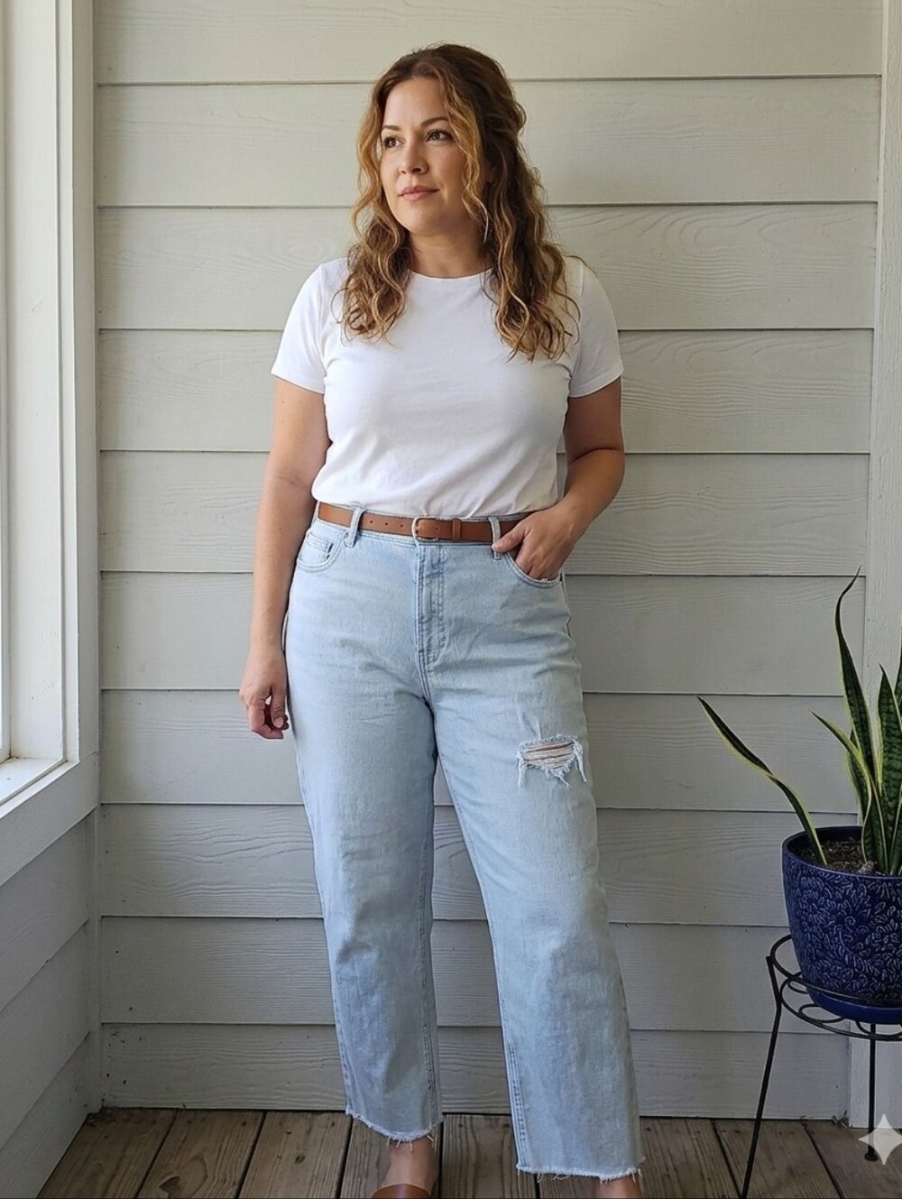 Old Navy Sky-Hi Wide Leg Distressed Jeans Light Wash Raw Hem Size 18